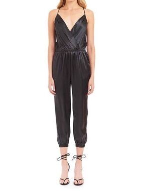 Amanda Uprichard Women’s Black Leah Silk Jumpsuit, Size Medium